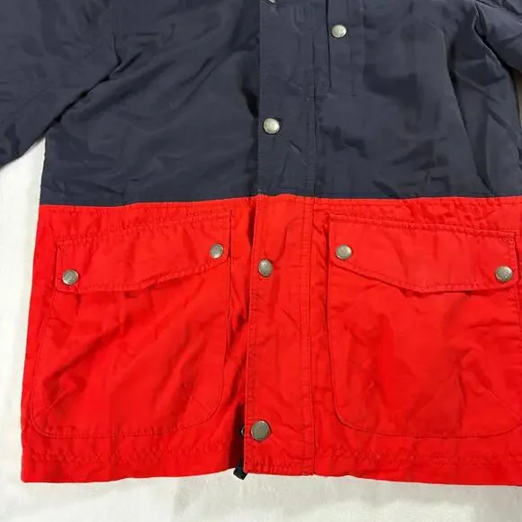 American Eagle Hooded Jacket XS Colorblock Red Navy Camo Lined Streetwear - Picture 2 of 10